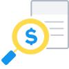 An illustration of a magnifying glass with a dollar sign in it over a generic document.