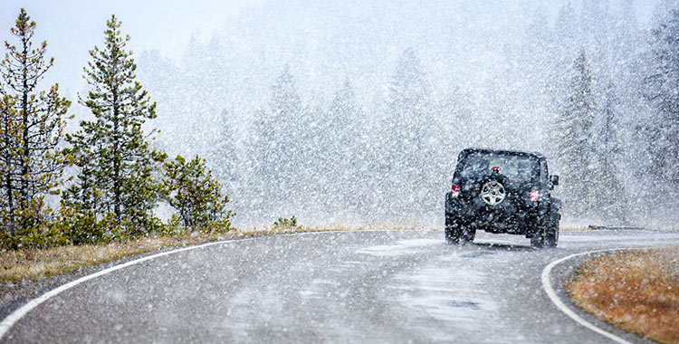 Jeep on a snowy road